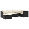 vidaXL 6 pcs conjunto lounge de jardim c/ almofad&otilde;es vime PE preto