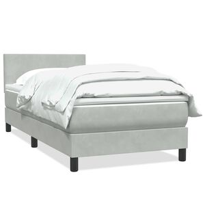 vidaXL Cama com molas/colch&atilde;o Cinza Claro 90x210 cm veludo