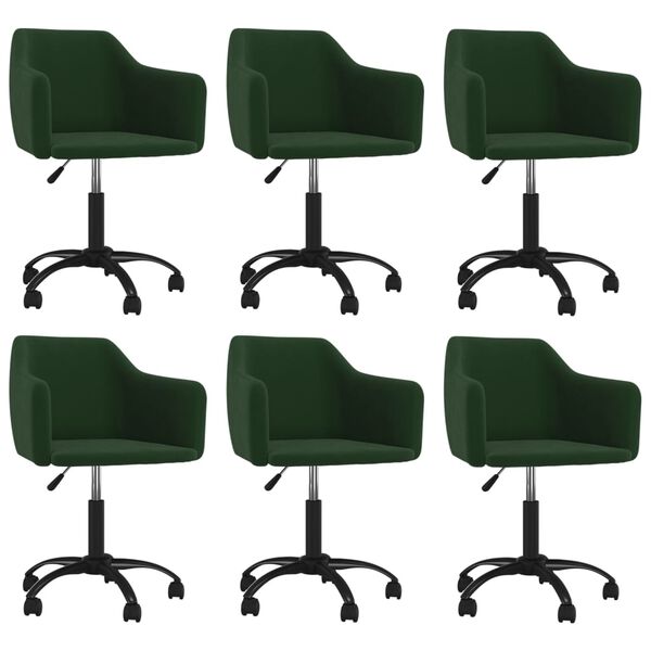 vidaXL Cadeiras de jantar girat&oacute;rias 6 pcs veludo verde-escuro