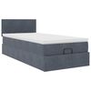 vidaXL Estrutura cama otomana colch&atilde;o 80x200 cm veludo cinzento escuro