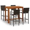 vidaXL 5 pcs conjunto de bar para jardim castanho