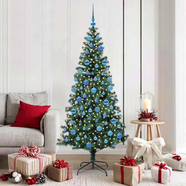 vidaXL &Aacute;rvore de Natal Artificial Pr&eacute;-iluminada Verde 180 cm PVC