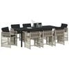 vidaXL Conjunto de Jantar para Jardim 9 pcs Cinzento-claro vime PE