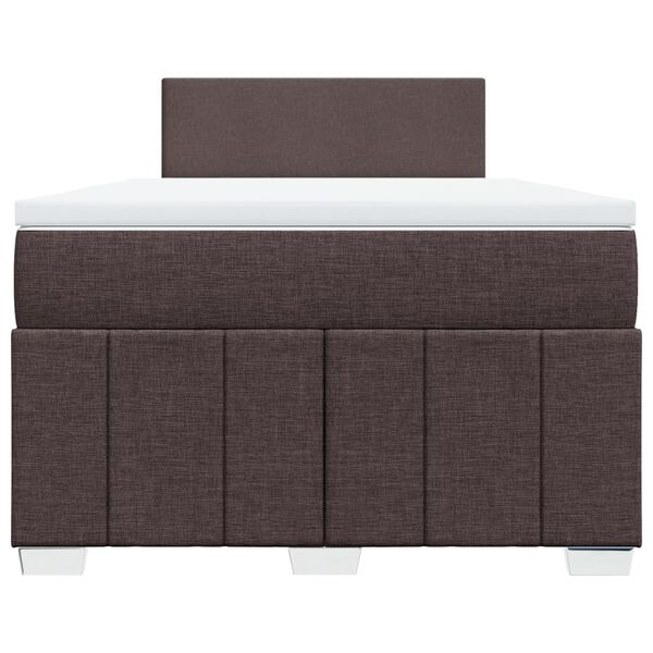 vidaXL Cama boxspring com colch&atilde;o 120x190 cm tecido castanho-escuro