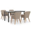vidaXL 5 pcs conjunto de jantar p/ jardim c/ almofad&otilde;es castanho
