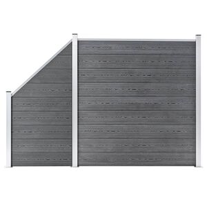 vidaXL Painel veda&ccedil;&atilde;o WPC 1 quadrado + 1 inclinado 273x186 cm cinzento