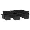 vidaXL 8 pcs conjunto sof&aacute;s de jardim com almofad&otilde;es vime PE preto