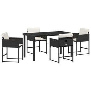 vidaXL Conjunto de Jantar para Jardim 5 pcs Preto vime PE