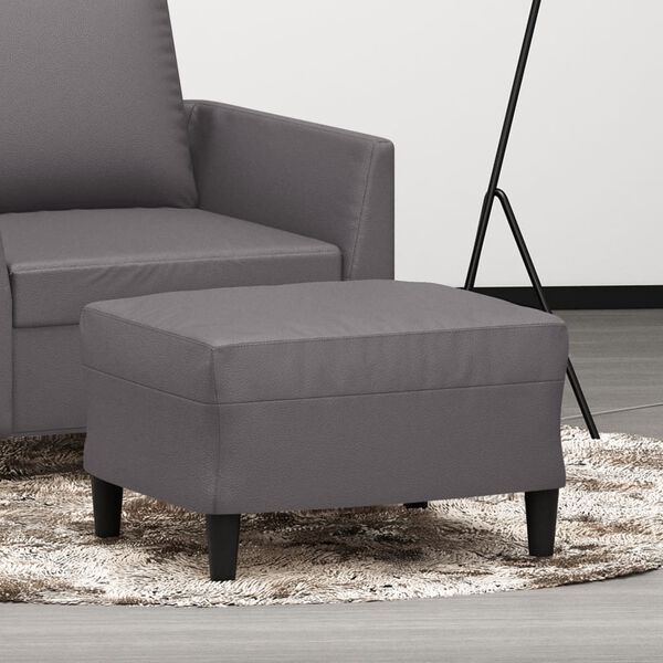 vidaXL Apoio de pés 60x50x41 cm couro artificial cinza