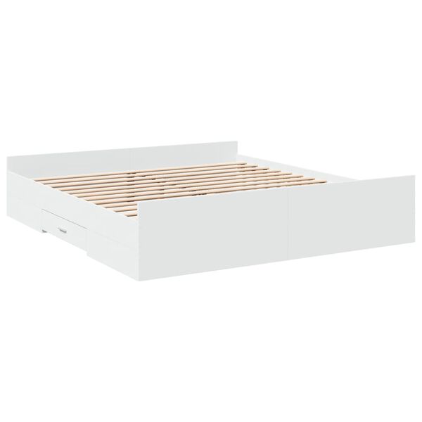 vidaXL Estrutura de cama c/ gavetas 180x200cm derivados madeira branco