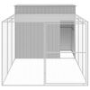 vidaXL Casota c&atilde;es c/ parque 214x457x181 cm a&ccedil;o galvaniz. cinza-claro