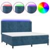 vidaXL Cama box spring c/ colch&atilde;o/LED 200x200 cm veludo azul-escuro