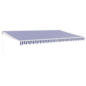 vidaXL Toldo retr&aacute;til 5x3 m tecido e alum&iacute;nio azul e branco