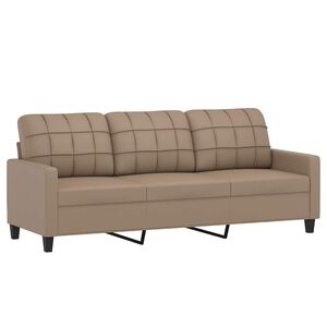 vidaXL Sof&aacute; de 3 lugares 180 cm couro artificial cor cappuccino
