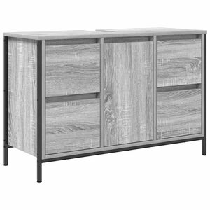 vidaXL Arm&aacute;rio para lavat&oacute;rio com gavetas, cinza, modelo Sonoma, 90x34,5x60 cm