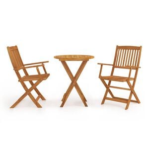 vidaXL Conjunto bistro para jardim dobr&aacute;vel 3 pcs madeira de ac&aacute;cia
