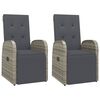 vidaXL Cadeiras de jardim reclin&aacute;veis c/ almofad&otilde;es 2pcs vime PE cinza