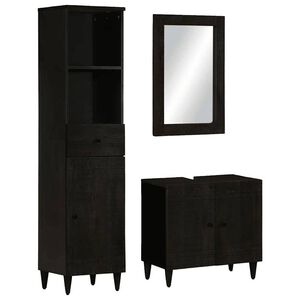 vidaXL 3 pcs conj. m&oacute;veis p/ casa de banho madeira mangueira maci&ccedil;a