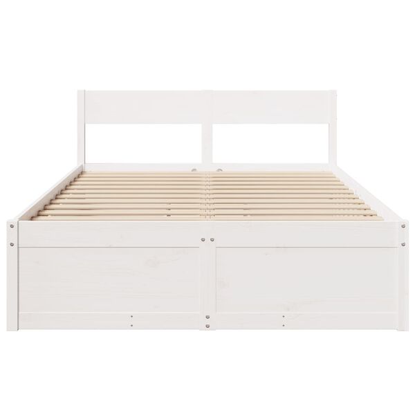vidaXL Cama sem colch&atilde;o 135x190 cm madeira de pinho maci&ccedil;a branco