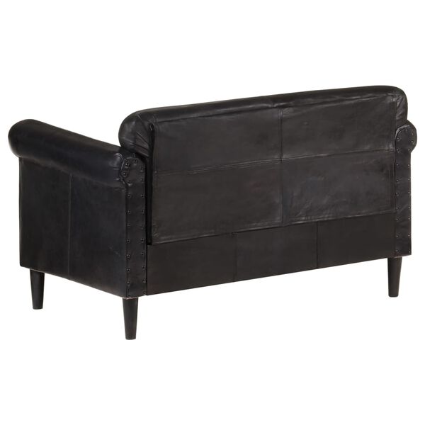 vidaXL Sof&aacute; de 2 lugares em couro genu&iacute;no preto