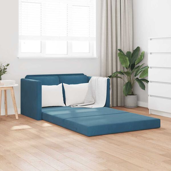 vidaXL Sof&aacute;-cama sem p&eacute;s 122x204x55 cm veludo azul