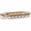 vidaXL 17 pcs conjunto de jantar p/ jardim c/ almofad&otilde;es vime PE bege