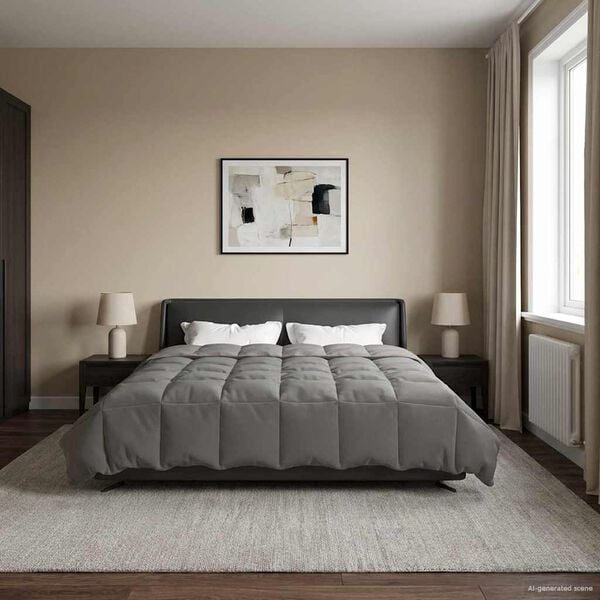 vidaXL Duvet de Ano Inteiro Cinzento-claro 200 x 220 cm Microfibra