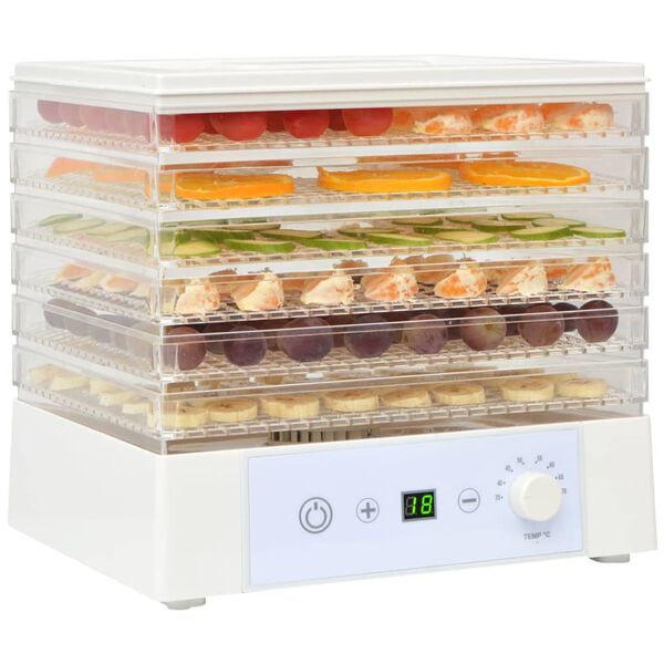 vidaXL Desidratador de alimentos + 6 bandejas, 250 W, branco
