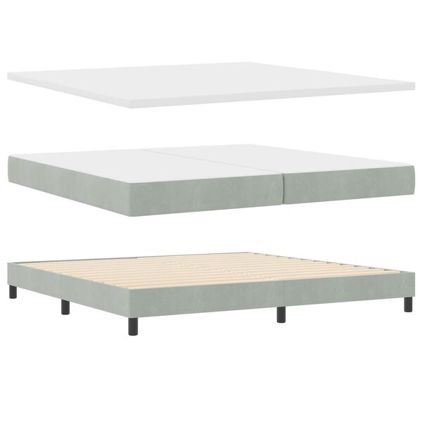 vidaXL Cama Box com colch&atilde;o Cinzento-claro 200 x 200 cm Veludo