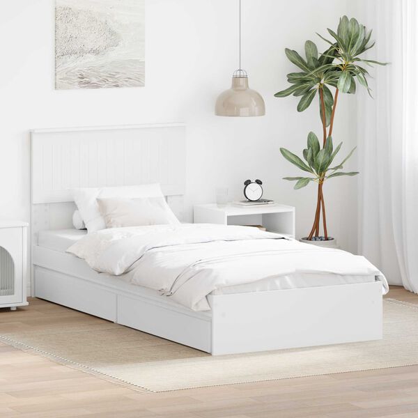 vidaXL Cama com Armazenamento Branco 90 x 200 cm Madeira processada