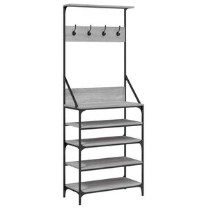 vidaXL Bengaleiro com arruma&ccedil;&atilde;o cal&ccedil;ado 70x34x184 cm cinzento sonoma