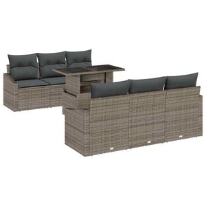 vidaXL Conjunto de Sof&aacute; de Jardim 7 pcs Cinzeto Rattan Sint&eacute;tico