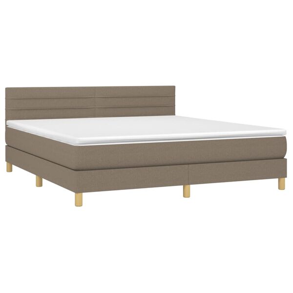 vidaXL Cama box spring colch&atilde;o/LED 180x200cm tecido cinza-acastanhado