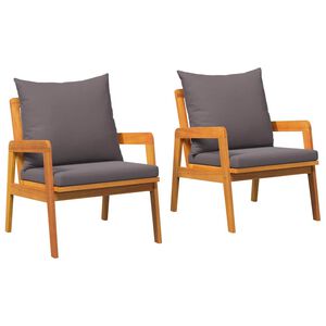 vidaXL Cadeira de Jardim 2 Pe&ccedil;a &Oacute;leo Natural 65 x 59,5 x 72 cm