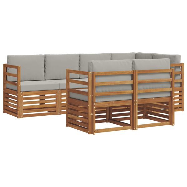 vidaXL Conjunto de Sof&aacute; Sectional 7 pcs Cinza Natural e Claro