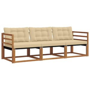 vidaXL Conjunto de Sof&aacute;s para Exterior 3 pcs Natural e Bege