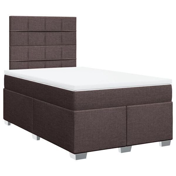 vidaXL Cama boxspring com colch&atilde;o 120x190 cm tecido castanho-escuro