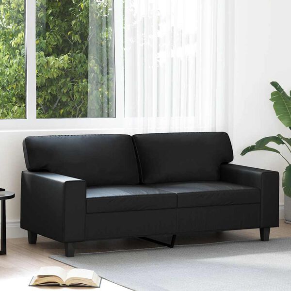 vidaXL Sof&aacute; de 2 lugares 140 cm couro artificial preto