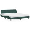 vidaXL Cama com colch&atilde;o Dover 180x200 cm veludo verde-escuro