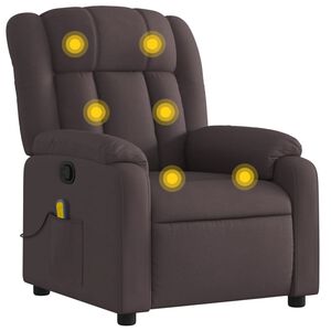 vidaXL Poltrona de massagens reclin&aacute;vel tecido castanho-escuro