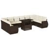 vidaXL 11 pcs conjunto sof&aacute;s de jardim c/ almofad&otilde;es vime PE castanho