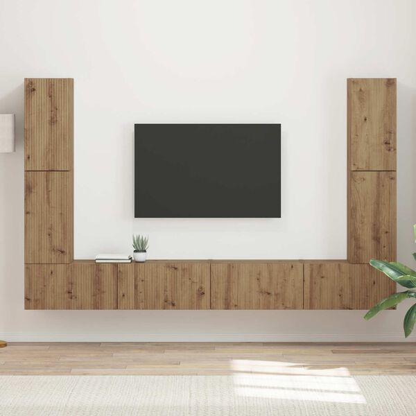vidaXL Conjunto de m&oacute;vel de TV 8 pcs Carvalho Artesanal