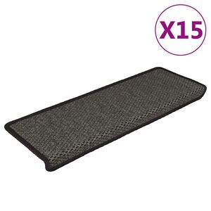 vidaXL Tapetes escada adesivos aspeto sisal 15pcs 65x21x4 cm antracite