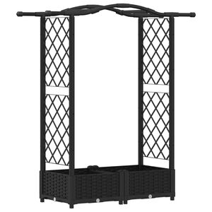 vidaXL Cama Elevada com Treli&ccedil;a e Telhado Preto 124 x 40 x 123 cm PP