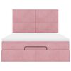 vidaXL Estrutura de cama otomana com colch&otilde;es 140x200 cm veludo rosa