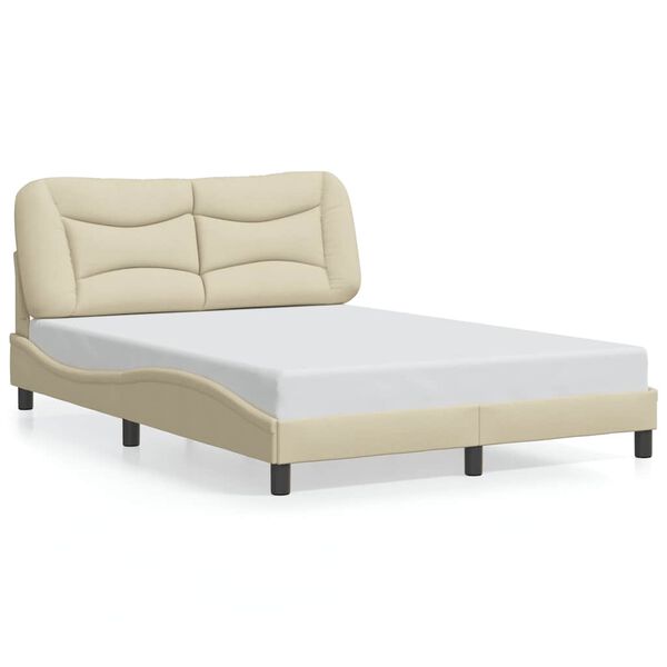 vidaXL Estrutura de cama sem colch&atilde;o Hvar 140x200 cm tecido cor creme