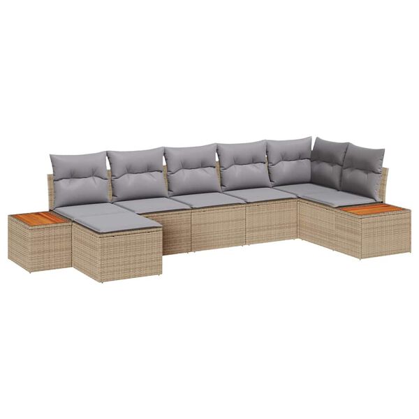 vidaXL Conjunto de Sof&aacute; de Jardim 8 pcs Bege e Cinza Claro Polirattan