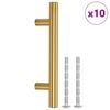 vidaXL Puxadores para m&oacute;veis 10 pcs espa&ccedil;amento entre furos de 64 mm comprimento total de 100 mm a&ccedil;o inoxid&aacute;vel dourado