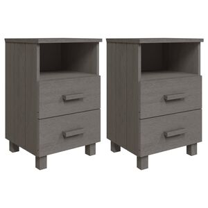 vidaXL Mesas cabeceira HAMAR 2 pcs 40x35x62cm pinho maci&ccedil;o cinza-claro