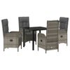 vidaXL Conjunto de Jantar para Jardim 5 pcs Cinzeto vime PE
